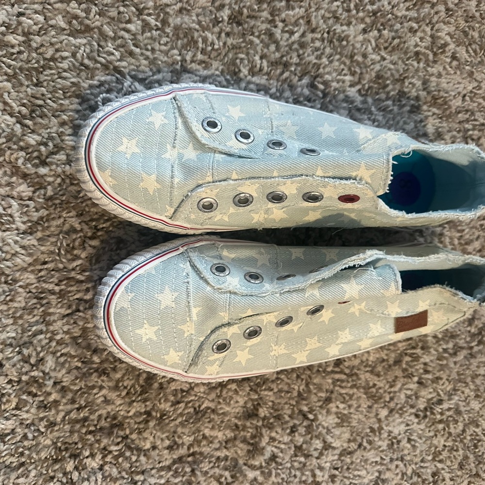 Slip-On Star Print Canvas Women’s Sneakers - Light Blue Size 8.5 - Picture 5 of 7